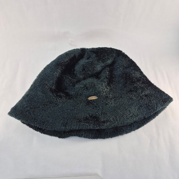 LIZ CLAIBORNE Vintage 90s Wide Brim Fur/Fluffy Dark Green Bucket Hat - Picture 6 of 7